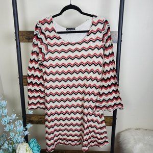 Mechant crochet chevron dress with bell sleeves size S
